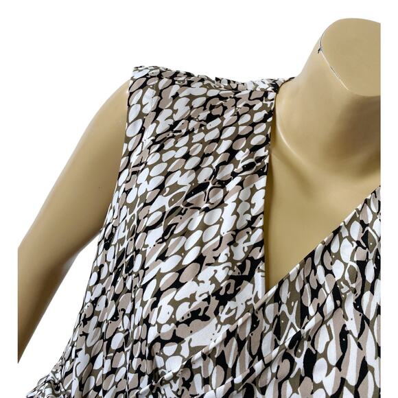 ELLEN TRACY Womens Petite Size PL Cap Sleeve Faux Wrap Animal Print V Neck Shirt - Picture 6 of 8